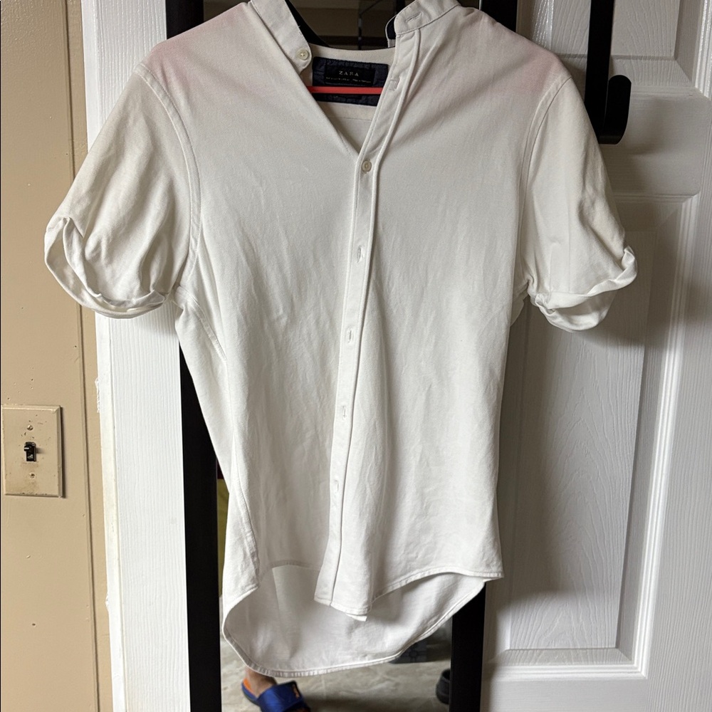 Zara White Casual Button Down Shirt